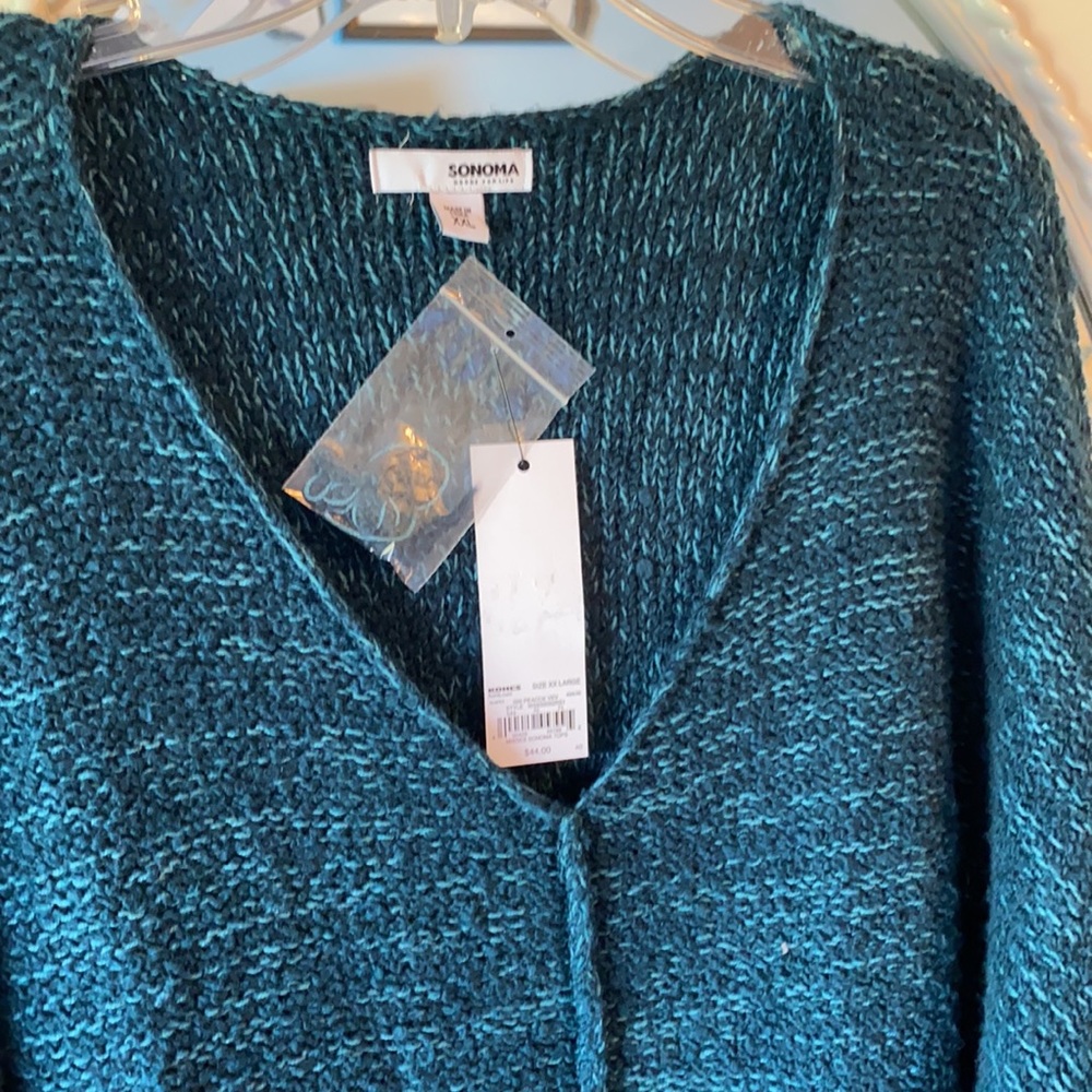 Two toned green V-neck sweater -  XXL